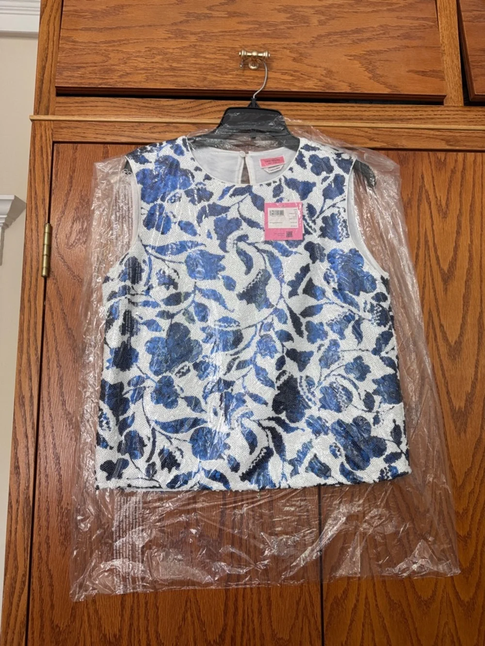 kate spade White and Blue Floral Sleeveless Top for Spring